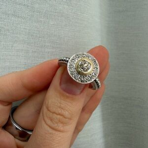 18k Gold and 925 Sterling Silver Diamond Ring